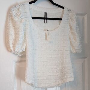 Anthropologie Cream Textured Blouse
